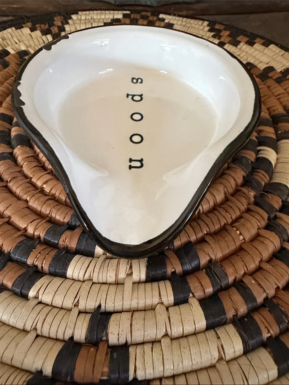 Magnolia Black and White Distressed Stoneware Spoon Rest